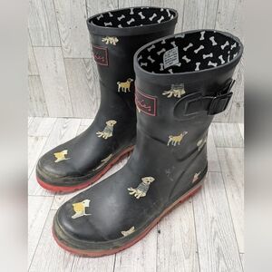 Black Rain Boots with Dog Print
